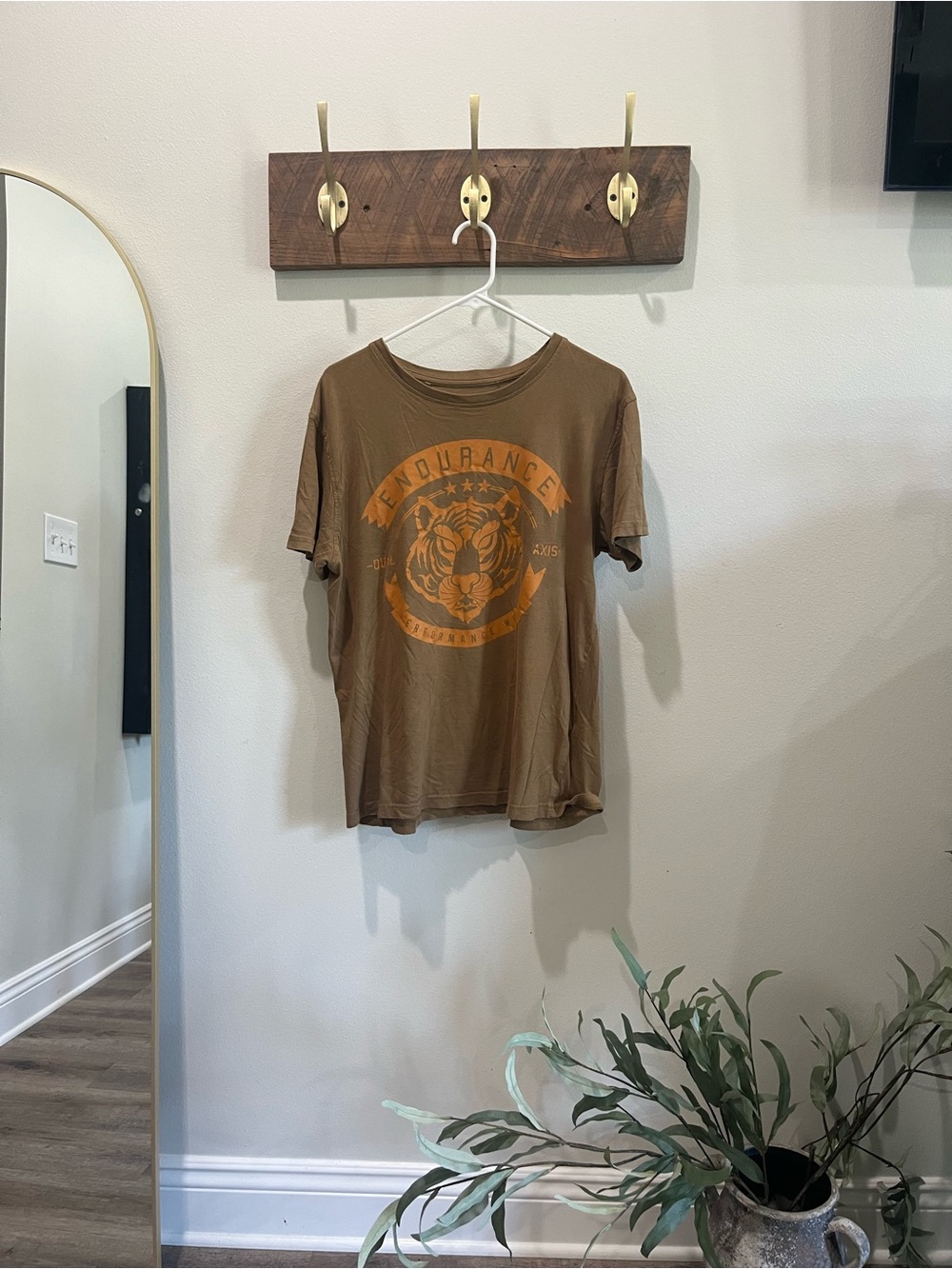 Twenty Brown Short-Sleeve Tee with Orange Tiger Graphic
